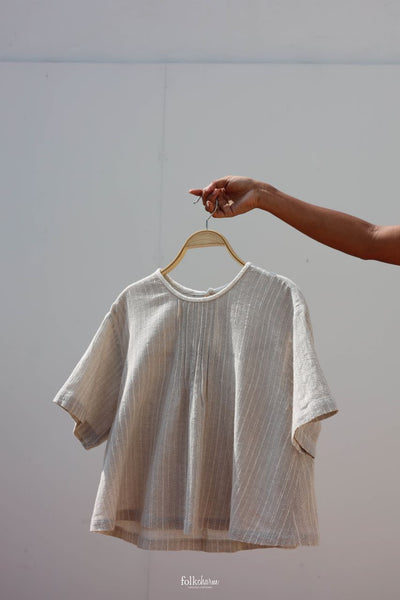 Closed-loop Tie-up Shortsleeve Blouse (Pre-order)'