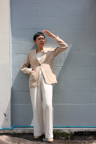 Women's Relaxed-fit Collarless Blazer (Pre-order)'