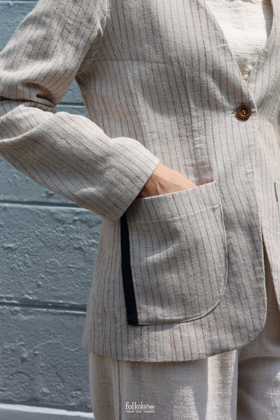 Women's Relaxed-fit Collarless Blazer (Pre-order)'