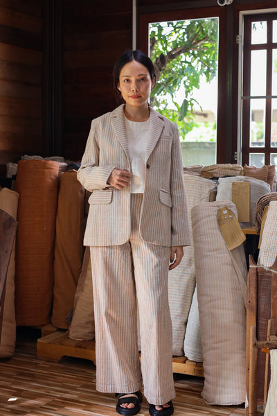 Closed-loop Wide Trousers with Lining