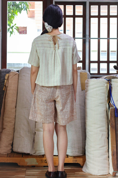 Closed-loop Tie-up Shortsleeve Blouse