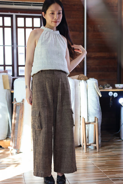 Asymmetrical Patch Pocket Cargo Trousers