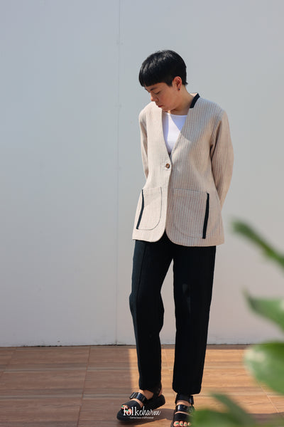 Closed-loop Relaxed-fit Collarless Blazer