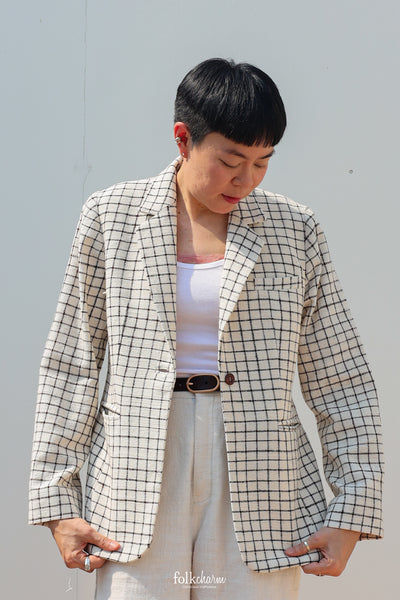 Ebony Checkered Relaxed-fit Blazer