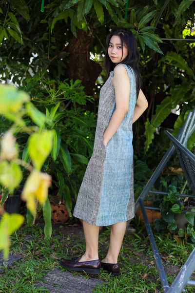 Two Tone Sleeveless Mid-length Dress (Pre-order)