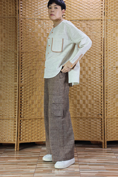 Longsleeve Loose Blouse Mandarin