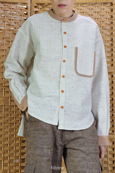 Longsleeve Loose Blouse Mandarin