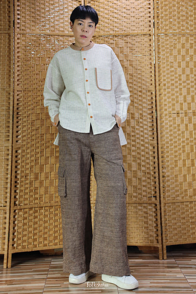 Longsleeve Loose Blouse Mandarin