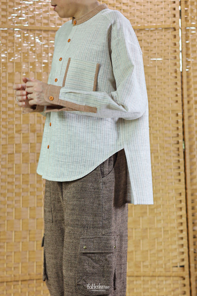 Longsleeve Loose Blouse Mandarin