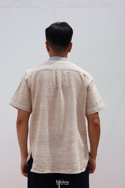 Men's *New* Relaxed Fit Mandarin Collar Shortsleeve Shirt