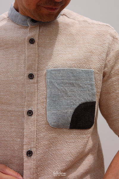 Men's *New* Relaxed Fit Mandarin Collar Shortsleeve Shirt