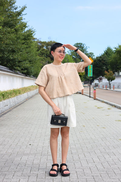 Closed-loop Tie-up Shortsleeve Blouse (Pre-order)'