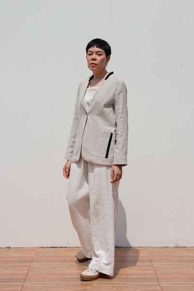 Women's Relaxed-fit Collarless Blazer (Pre-order)'