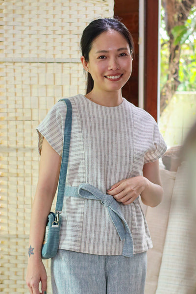 Tie-up Cap Sleeve Blouse