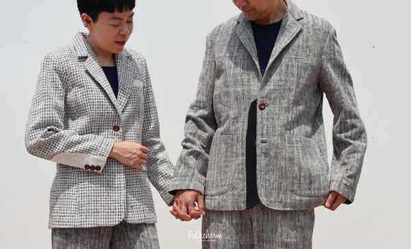 Men's Relaxed-fit Blazer in Ebony White