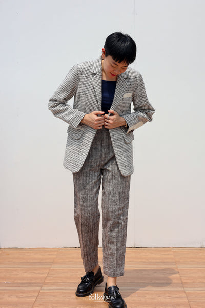 Sobbing Weave Relaxed-fit Blazer White Hem