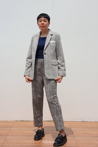 Sobbing Weave Relaxed-fit Blazer White Hem