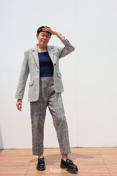 Sobbing Weave Relaxed-fit Blazer White Hem