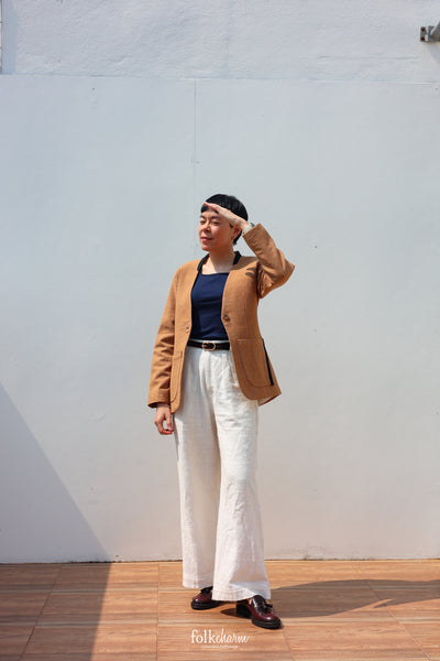 Indigenous Brown Relaxed-fit Collarless Blazer