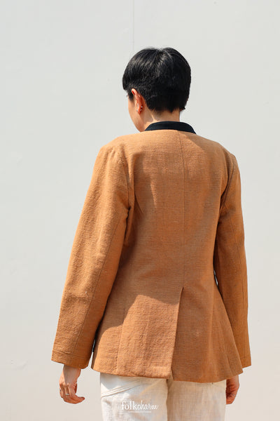 Indigenous Brown Relaxed-fit Collarless Blazer