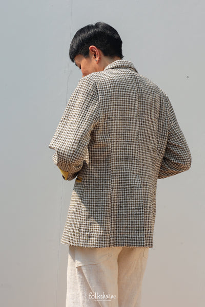 Yellow Sobbing Weave Relaxed-fit Blazer