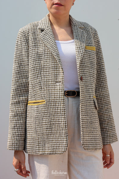Yellow Sobbing Weave Relaxed-fit Blazer