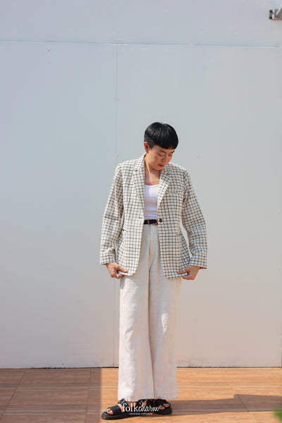 Ebony Checkered Relaxed-fit Blazer