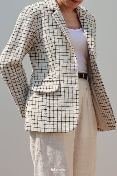 Ebony Checkered Relaxed-fit Blazer