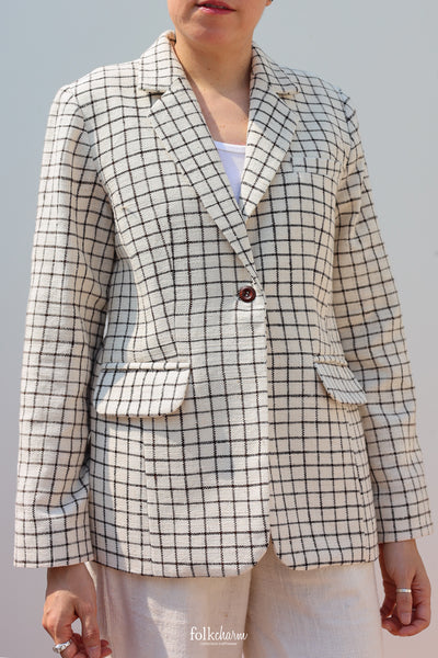 Ebony Checkered Relaxed-fit Blazer
