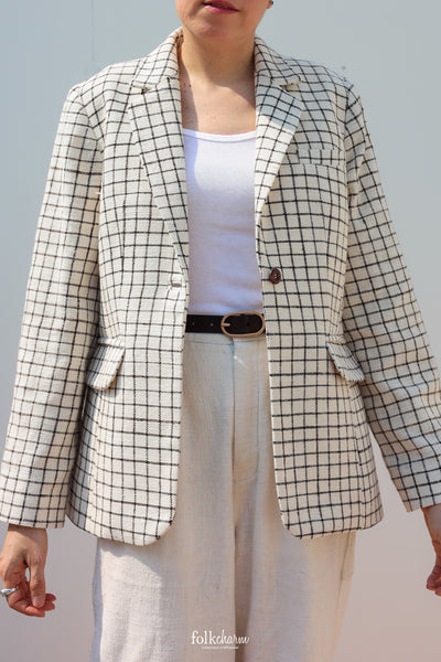 Ebony Checkered Relaxed-fit Blazer