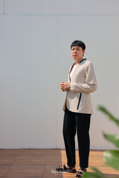 Closed-loop Relaxed-fit Collarless Blazer