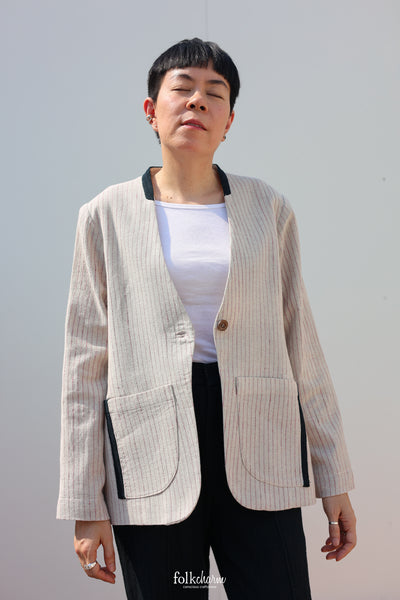 Closed-loop Relaxed-fit Collarless Blazer