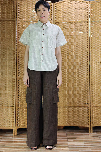 Shortsleeve Loose Blouse Mandarin