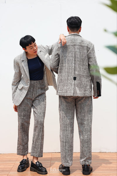 Sobbing Weave Relaxed-fit Blazer White Hem