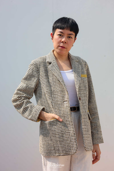 Yellow Sobbing Weave Relaxed-fit Blazer