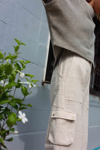 Asymmetrical Patch Pocket Cargo Trousers