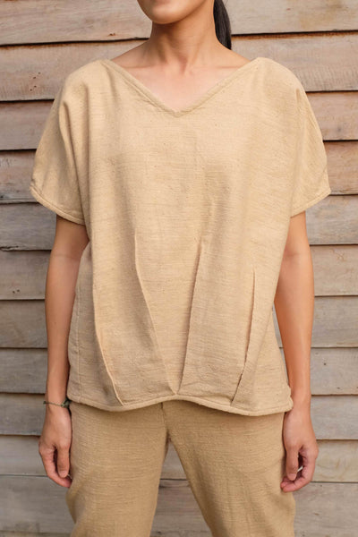 V Neck Balloon Blouse (Plain) (Pre-order)'