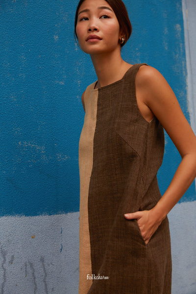 Two Tone Sleeveless Mid-length Dress (Pre-order)