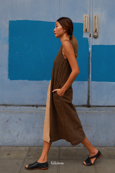 Two Tone Sleeveless Mid-length Dress (Pre-order)