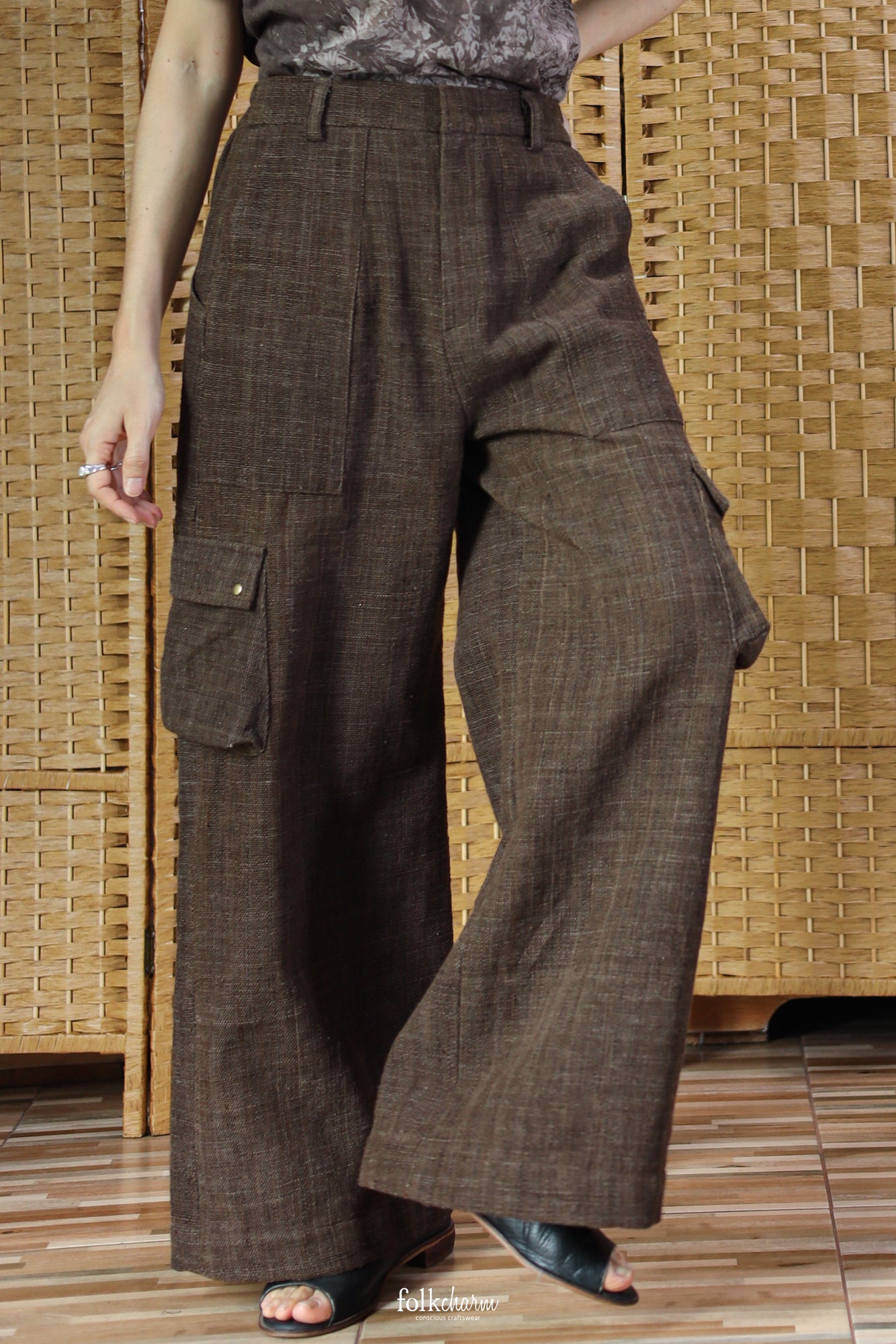 Asymmetrical Patch Pocket Cargo Trousers