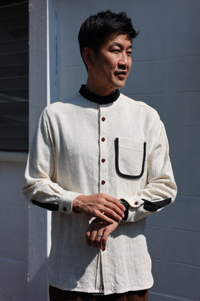 Men’s *NEW* Relaxed-fit Mandarin Collar Longsleeve Shirt