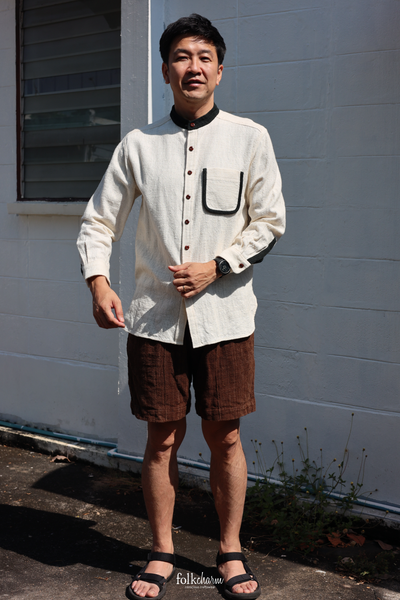 Men’s *NEW* Relaxed-fit Mandarin Collar Longsleeve Shirt