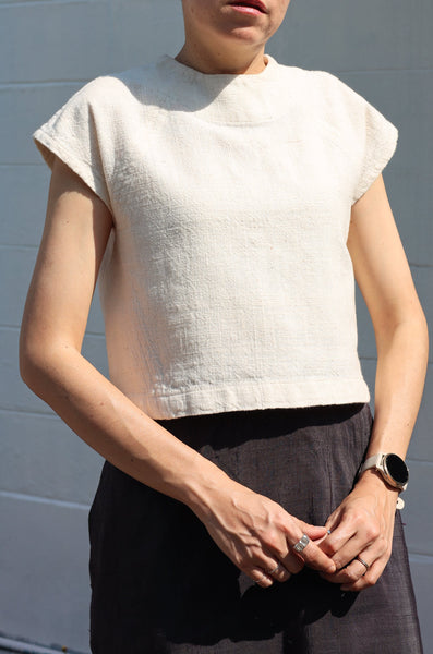 Cropped Geo Blouse White