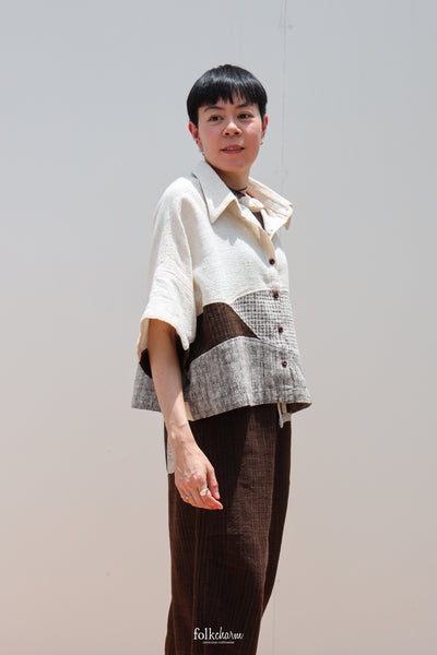 Kimono Shortsleeved Blouse in Deep Ebony