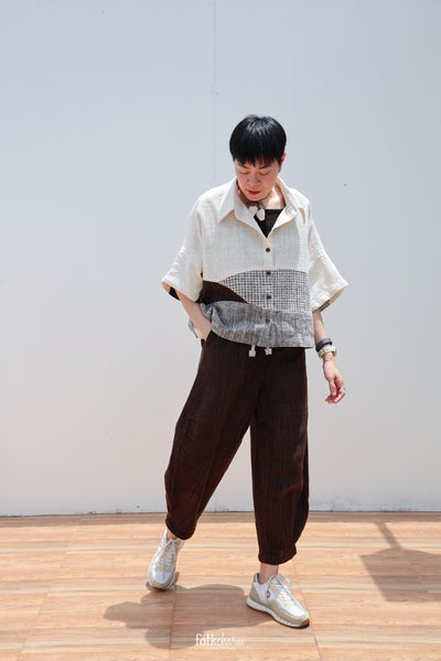 Kimono Shortsleeved Blouse in Deep Ebony