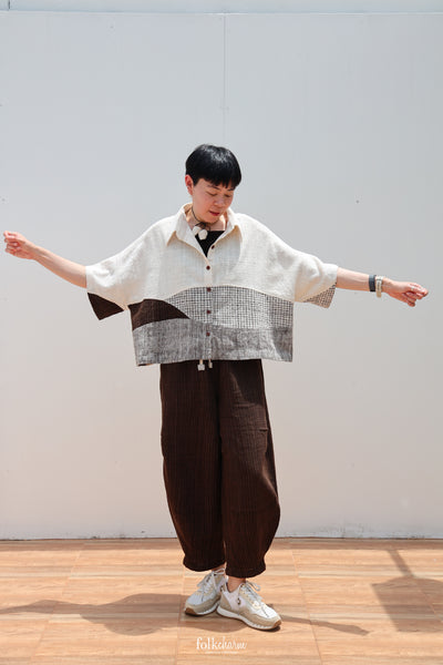 Kimono Shortsleeved Blouse in Deep Ebony