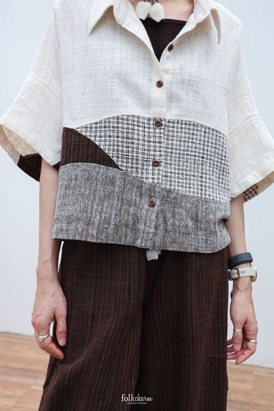 Kimono Shortsleeved Blouse in Deep Ebony