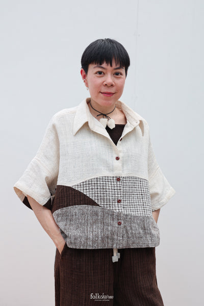 Kimono Shortsleeved Blouse in Deep Ebony