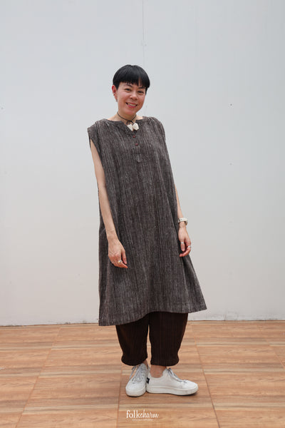 Sleeveless Two-way Dress in Ebony Stripe