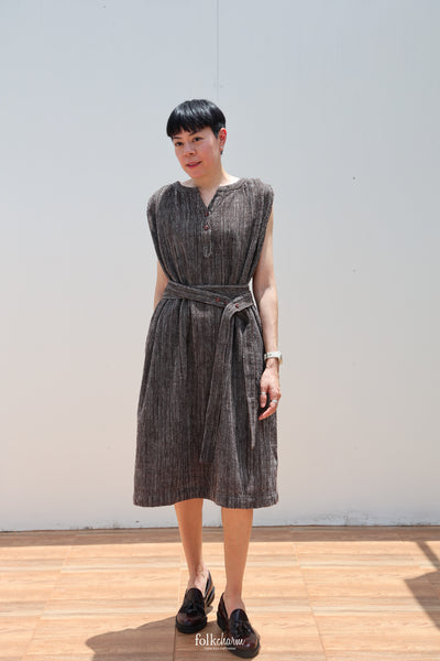 Sleeveless Two-way Dress in Ebony Stripe